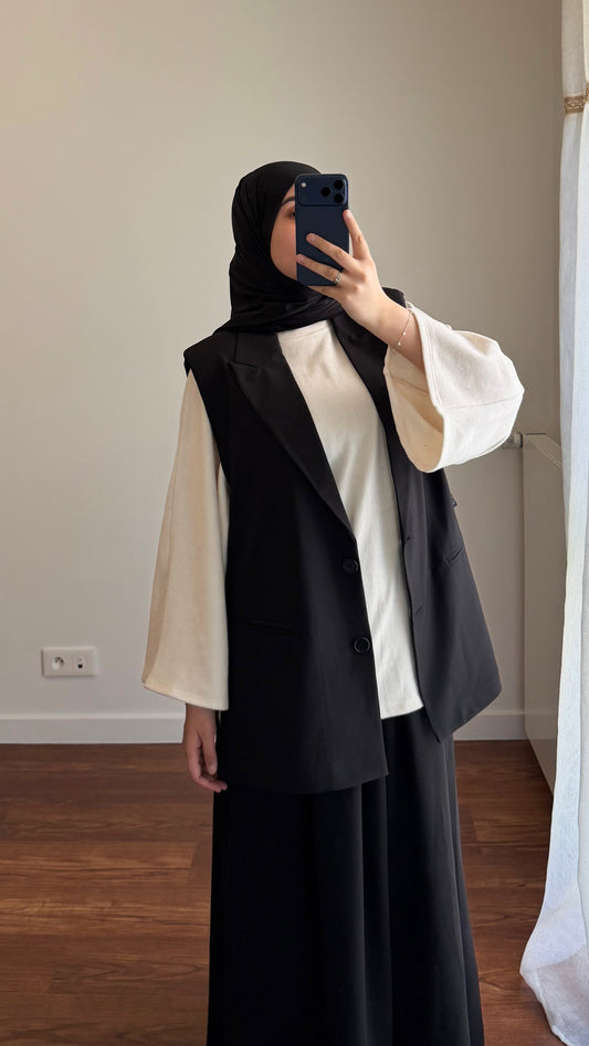 BLAZER SANS MANCHES NOIR
