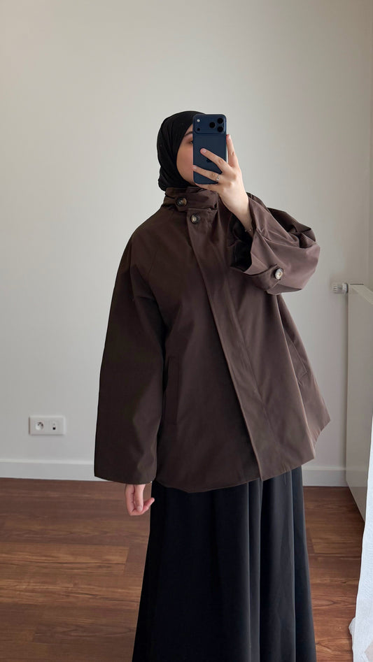 TRENCH MI-LONG OVERSIZE MARRON