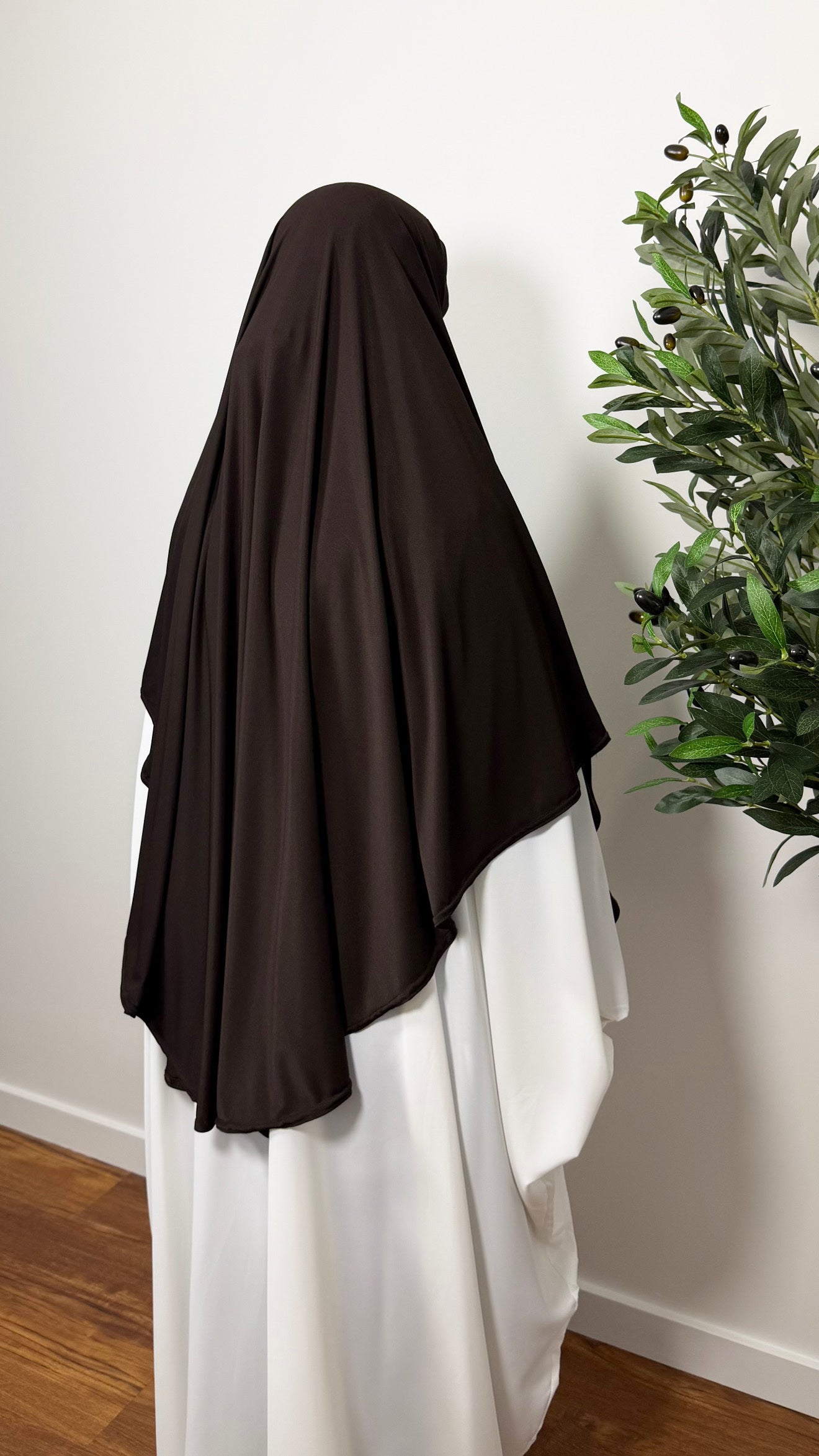 KHIMAR MI-LONG MARRON EN JERSEY PREMIUM