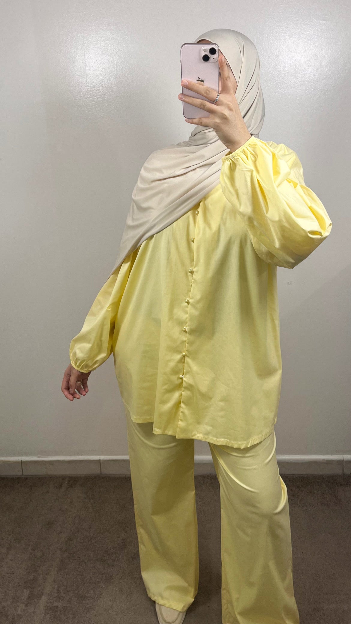 ENSEMBLE CHEMISE + PANTALON POPELINE JAUNE
