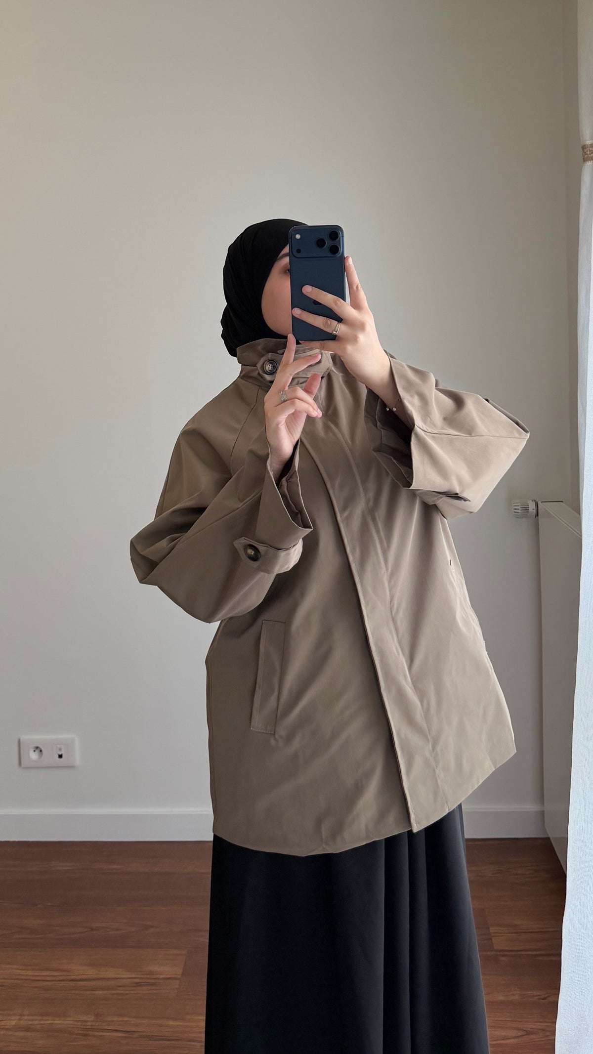 TRENCH MI-LONG OVERSIZE TAUPE