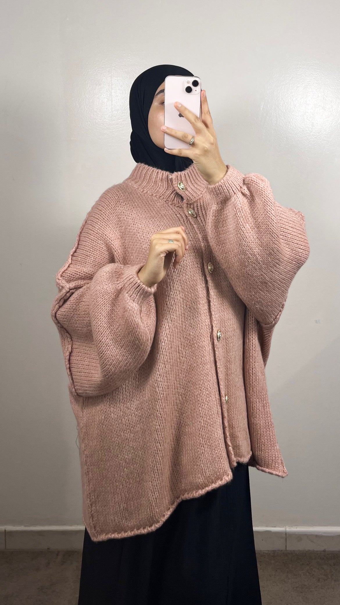 GILET BOUTONNÉ EN LAINE ROSE