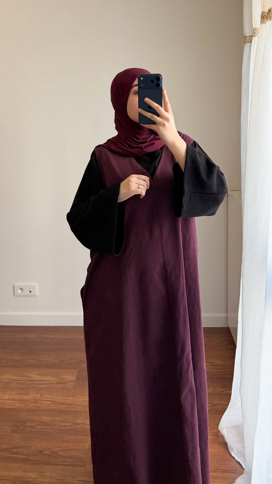 ROBE SANS MANCHES EN JEAN BORDEAU