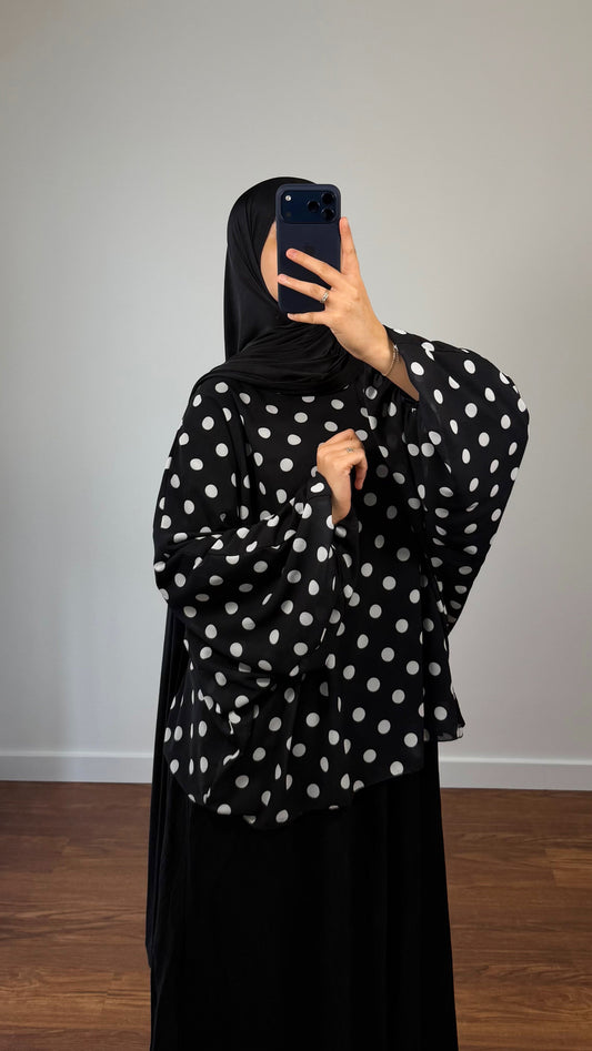 BLOUSE À POIS NOIR