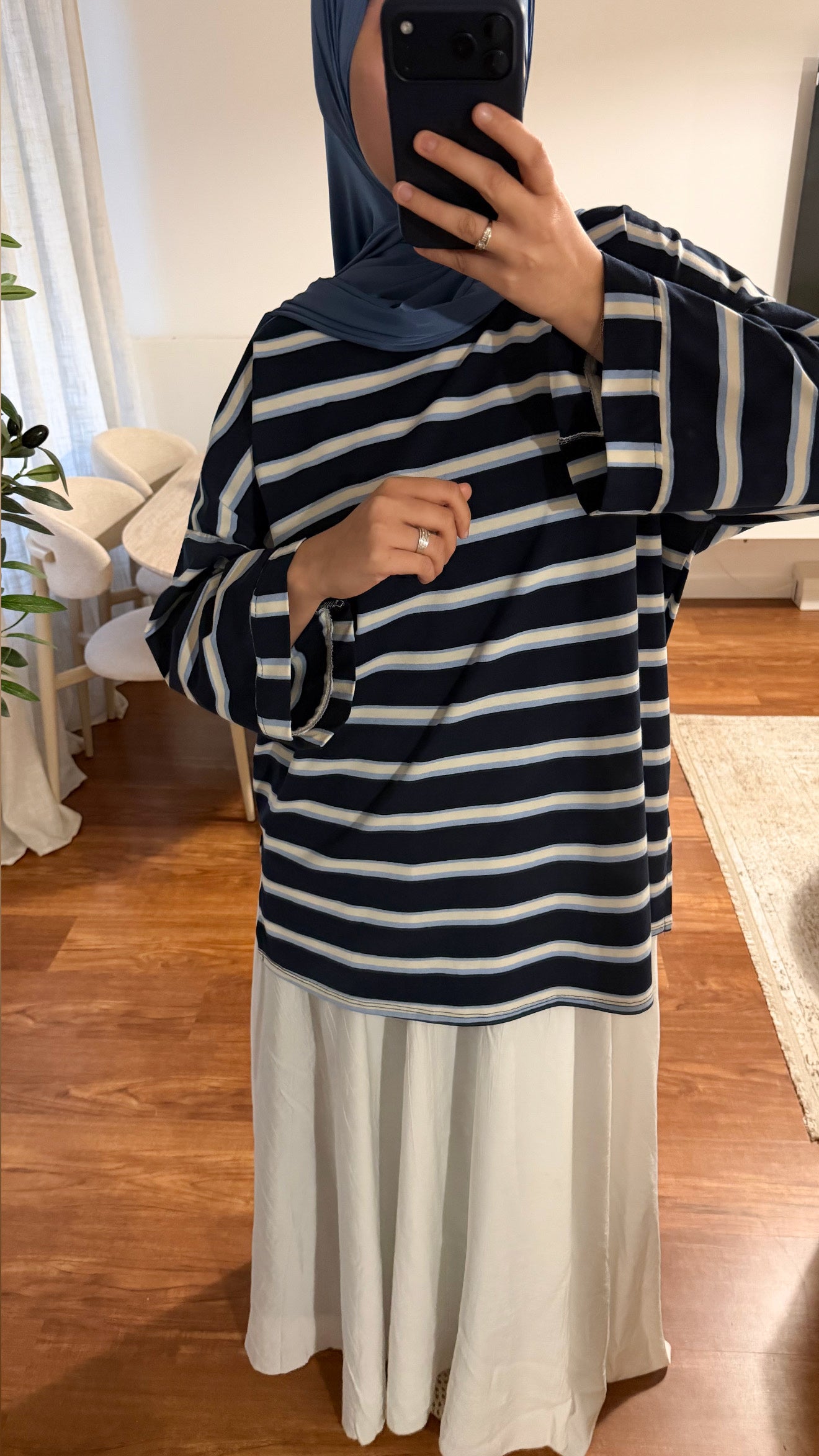 T-SHIRT RAYÉ OVERSIZE BLEU MARINE