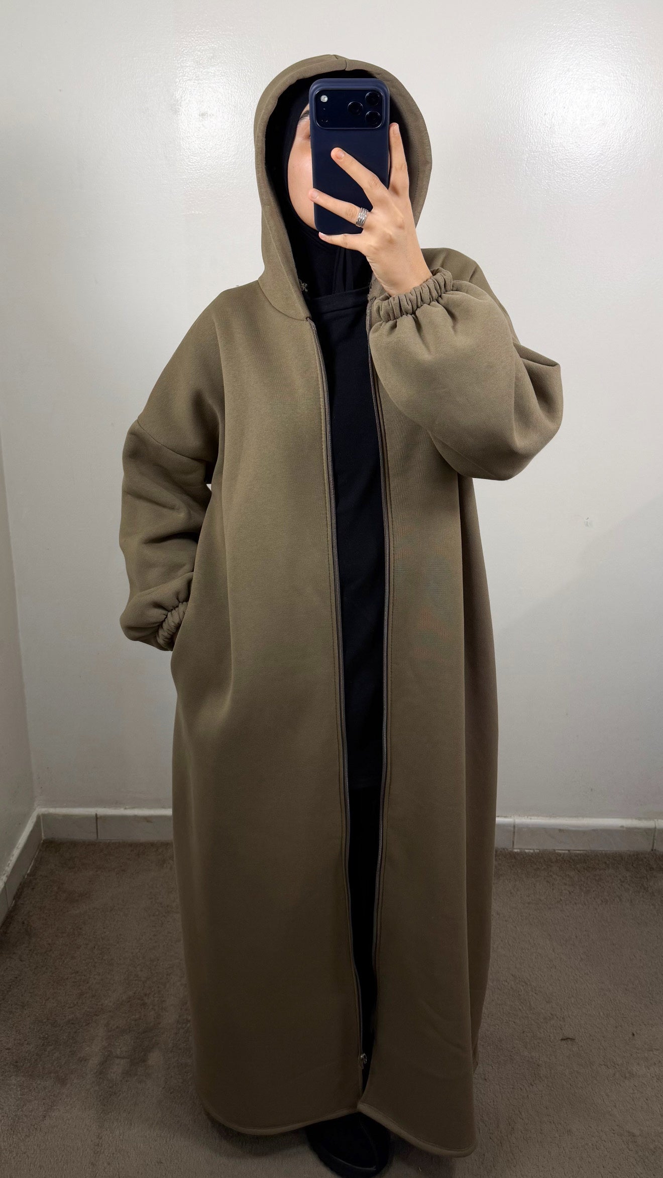 GILET LONG ZIPPÉ TAUPE