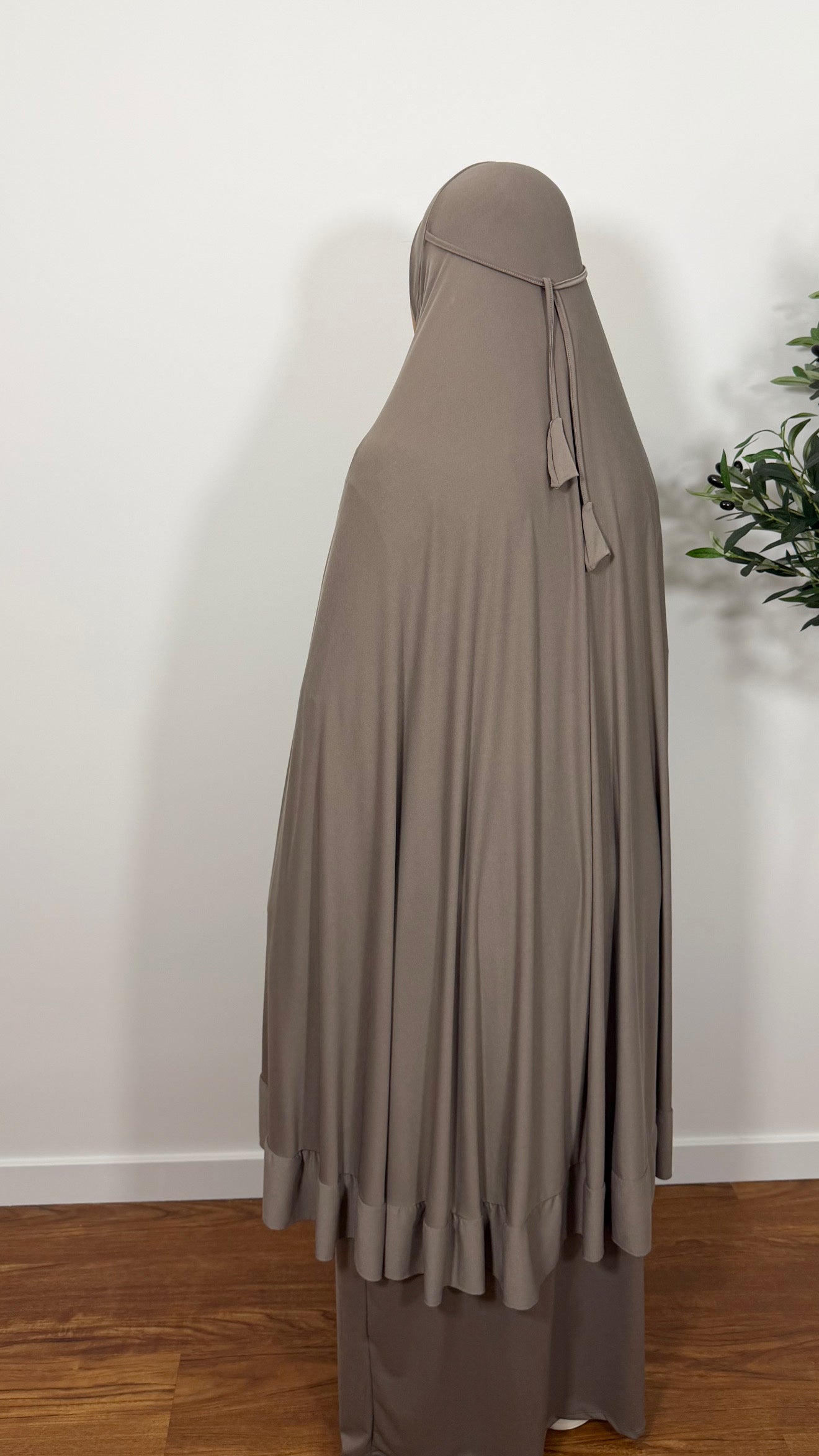 ENSEMBLE DE PRIÈRE MALAISIEN TAUPE EN JERSEY PREMIUM