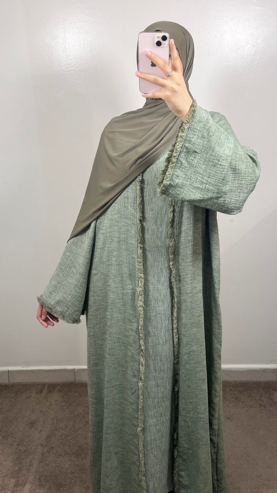KIMONO + SOUS ABAYA LIYA VERT KAKI