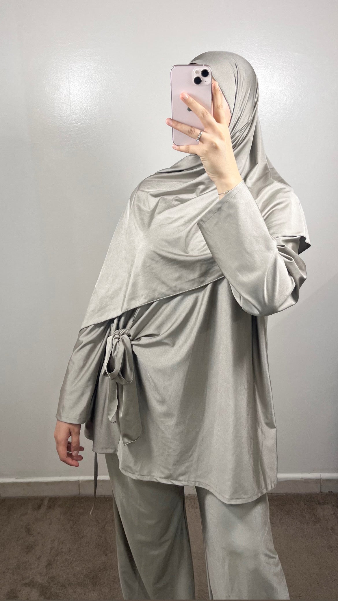 BURKINI 3 PIÈCES À NOUER TAUPE