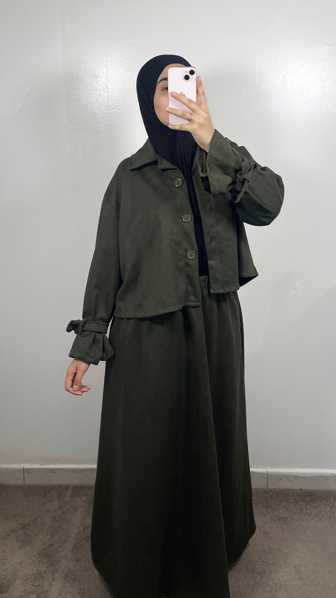 ENSEMBLE TRENCH 2.0 EN DAIM VERT KAKI
