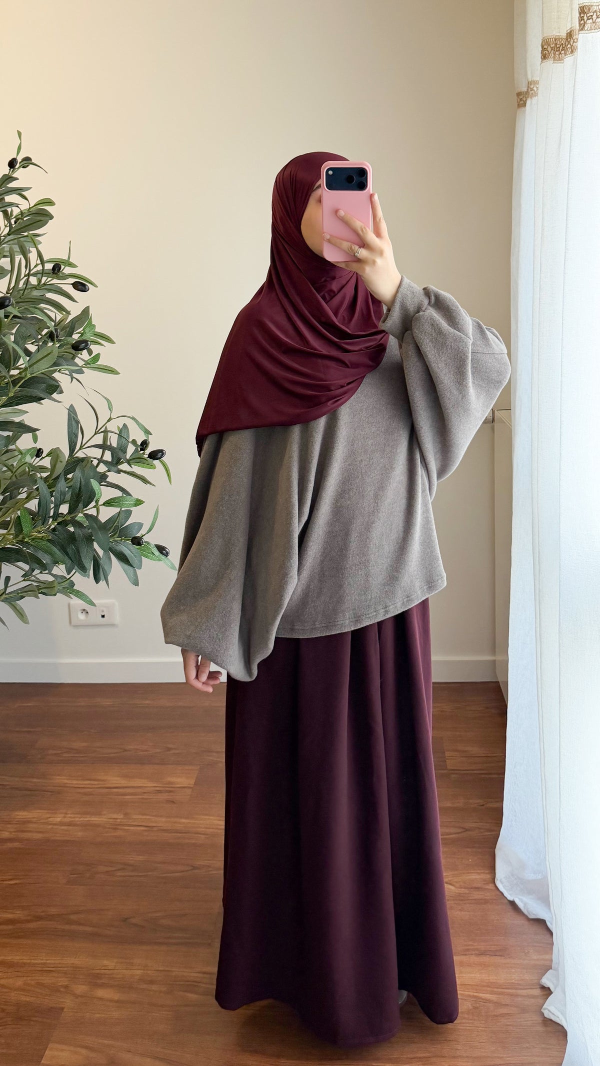 PULL MANCHES BOUFFANTE TAUPE