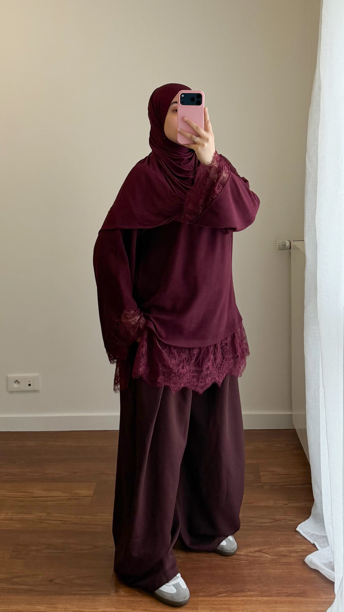 PULL DENTELLE BORDEAU