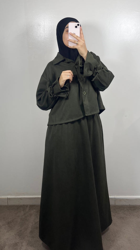 ENSEMBLE TRENCH 2.0 EN DAIM VERT KAKI