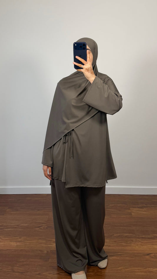 BURKINI FARAH 3 PIÈCES À NOUER TAUPE