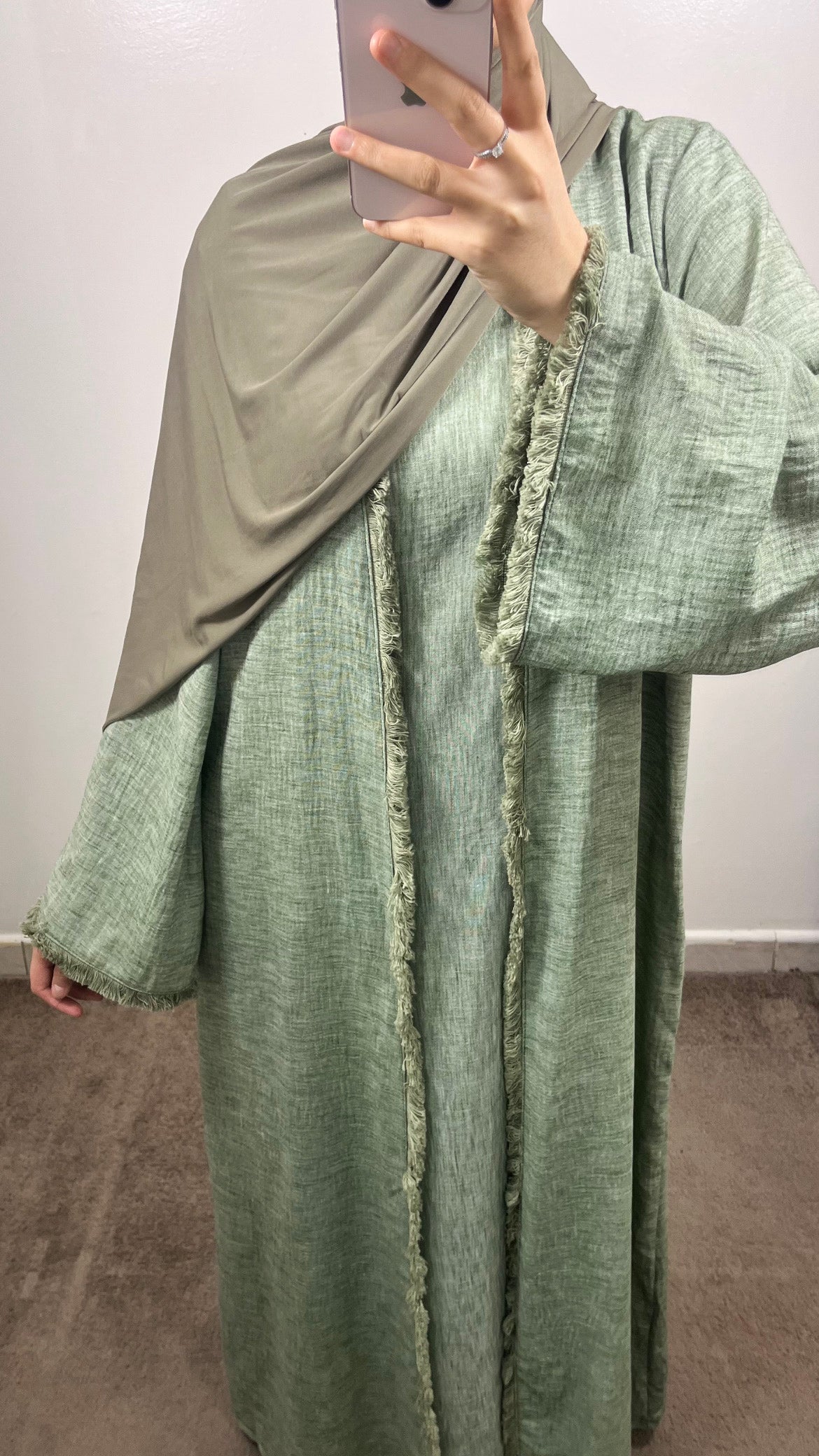 KIMONO + SOUS ABAYA LIYA VERT KAKI