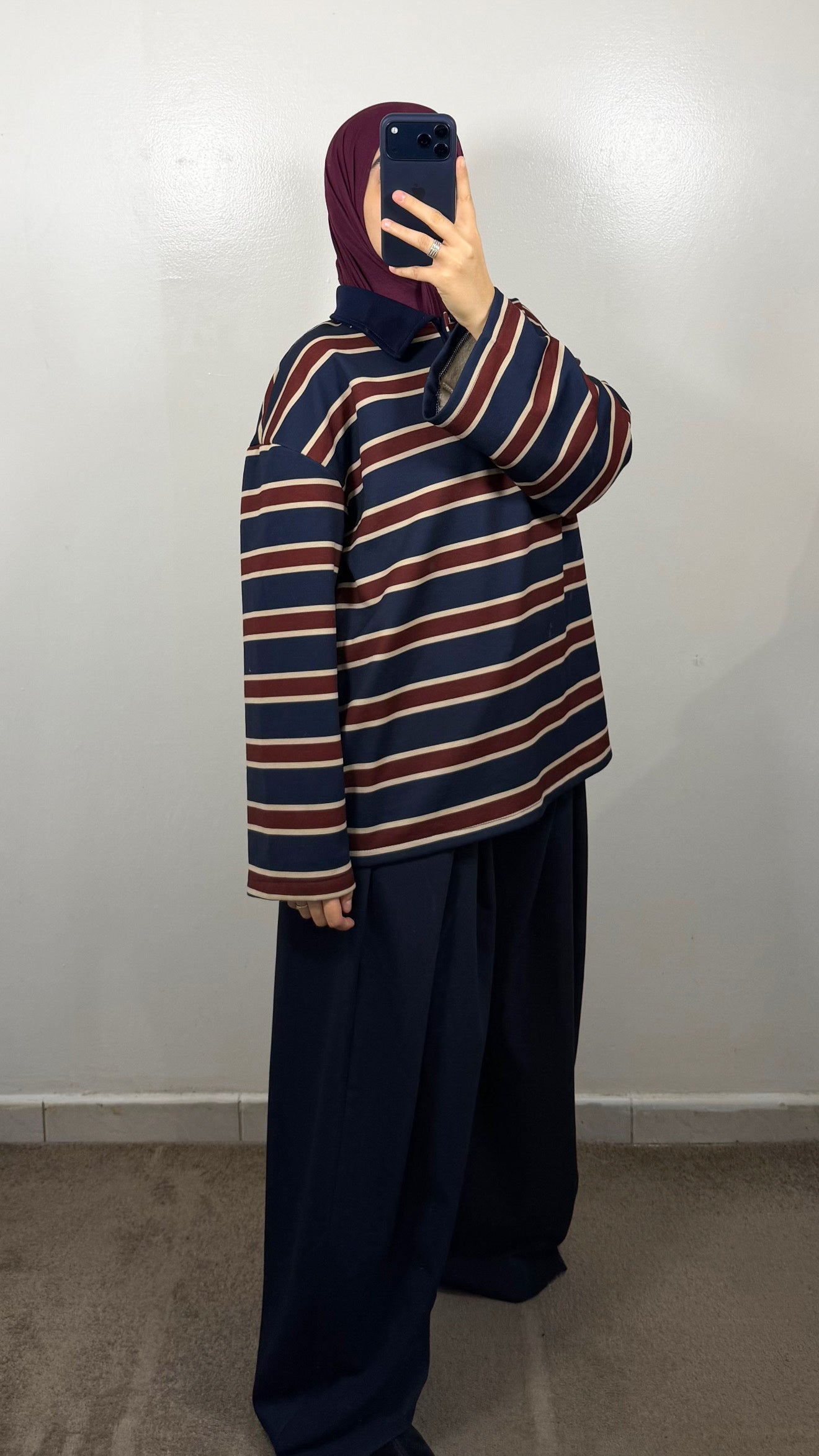 POLO EPAIS BLEU MARINE/BORDEAU