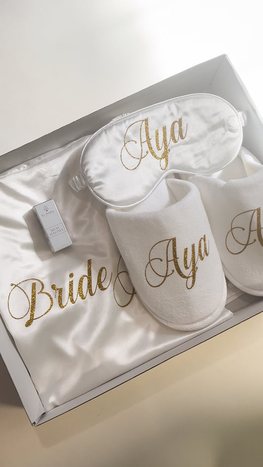BRIDE BOX LONG SLEEVE BATHROBE + PANTS