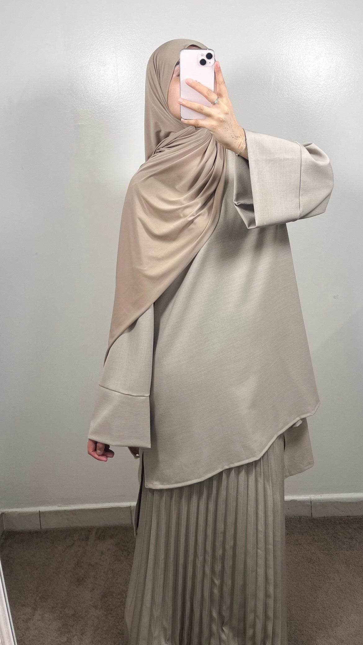ENSEMBLE JUPE PLISSÉE EMAAN TAUPE