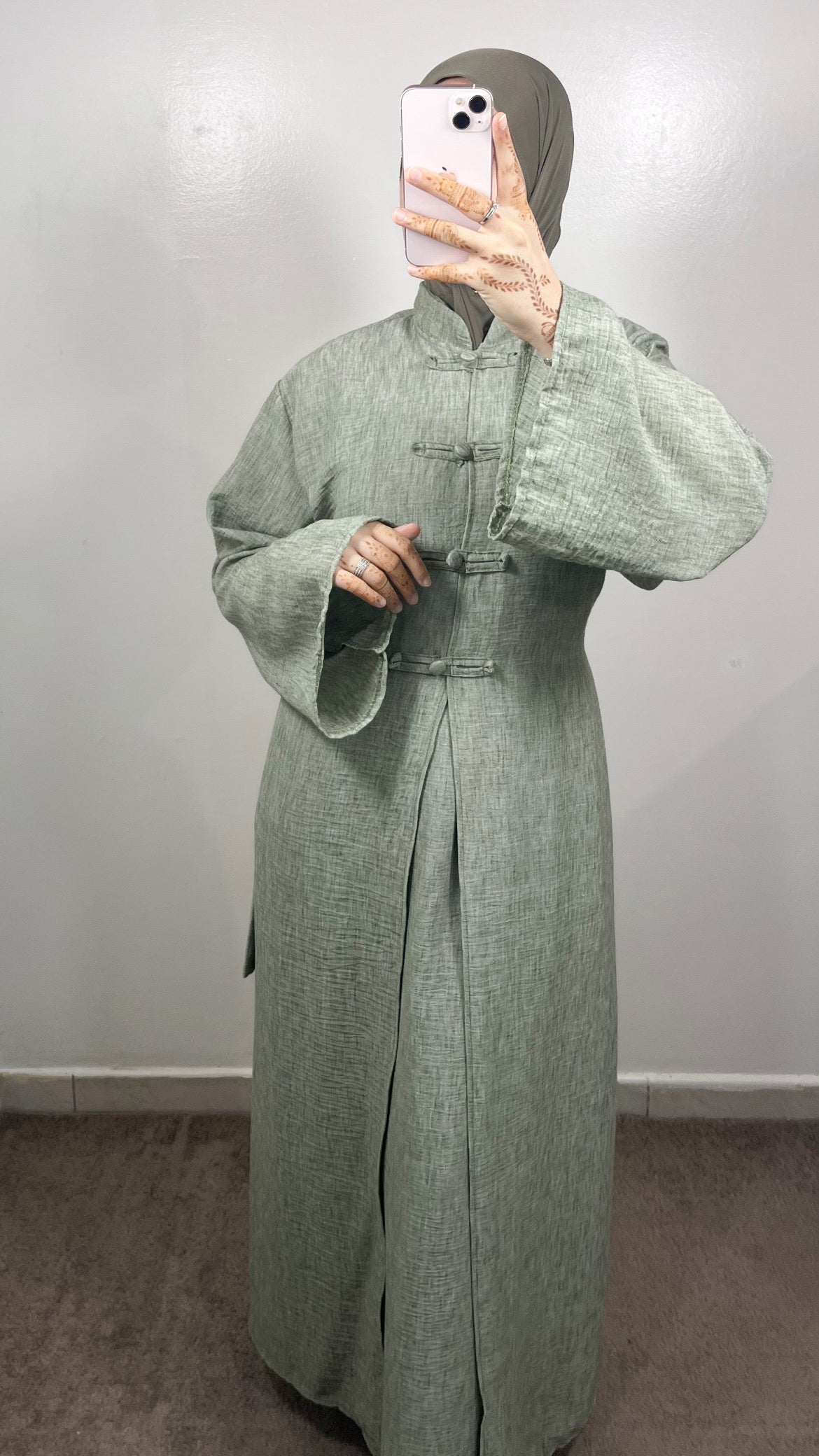 ENSEMBLE TOKYO LONG KIMONO + SOUS ABAYA VERT