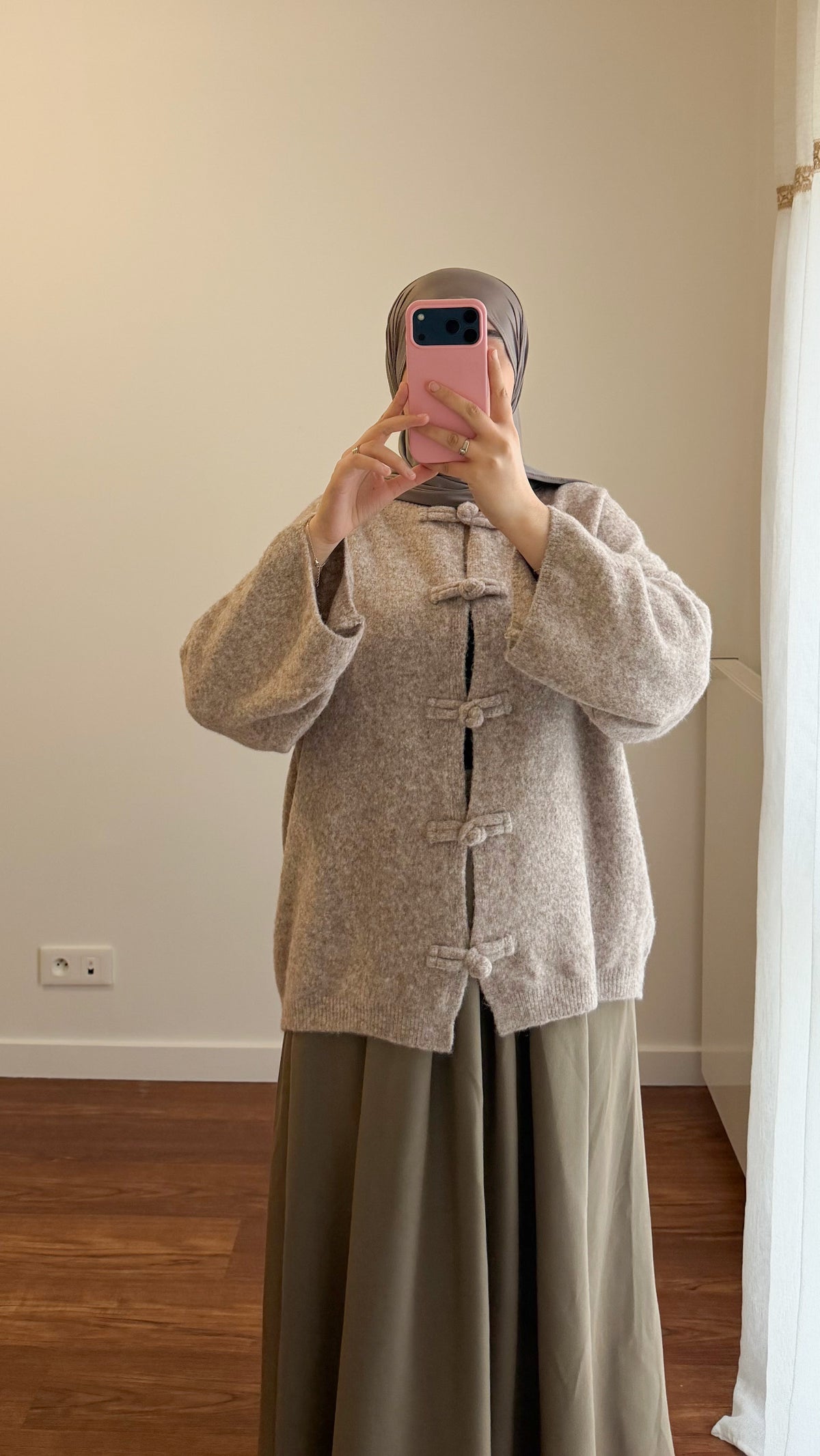 CARDIGAN YUMNA MANCHES LONGUES TAUPE