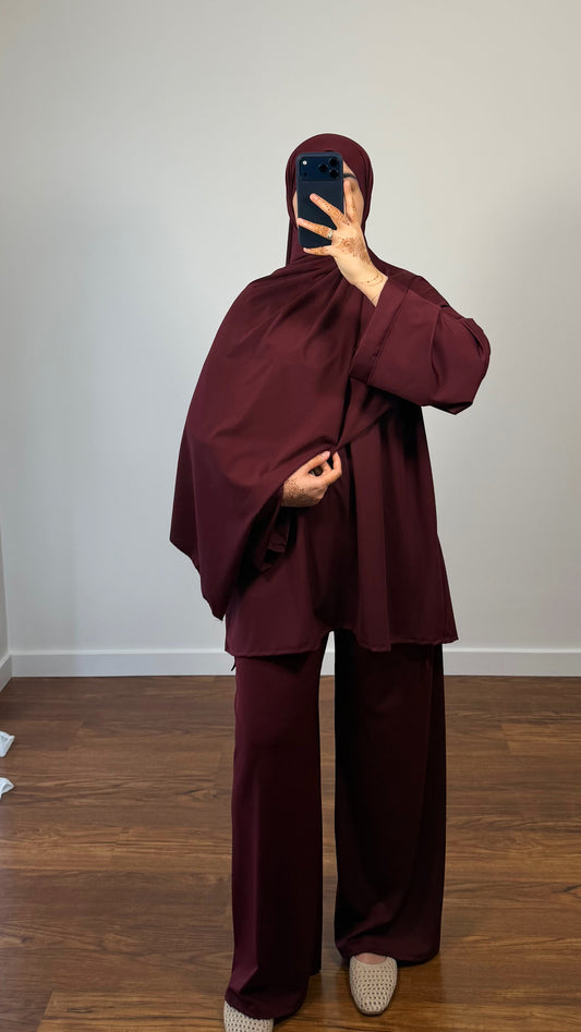 BURKINI INAYA 3 PIÈCES BORDEAU