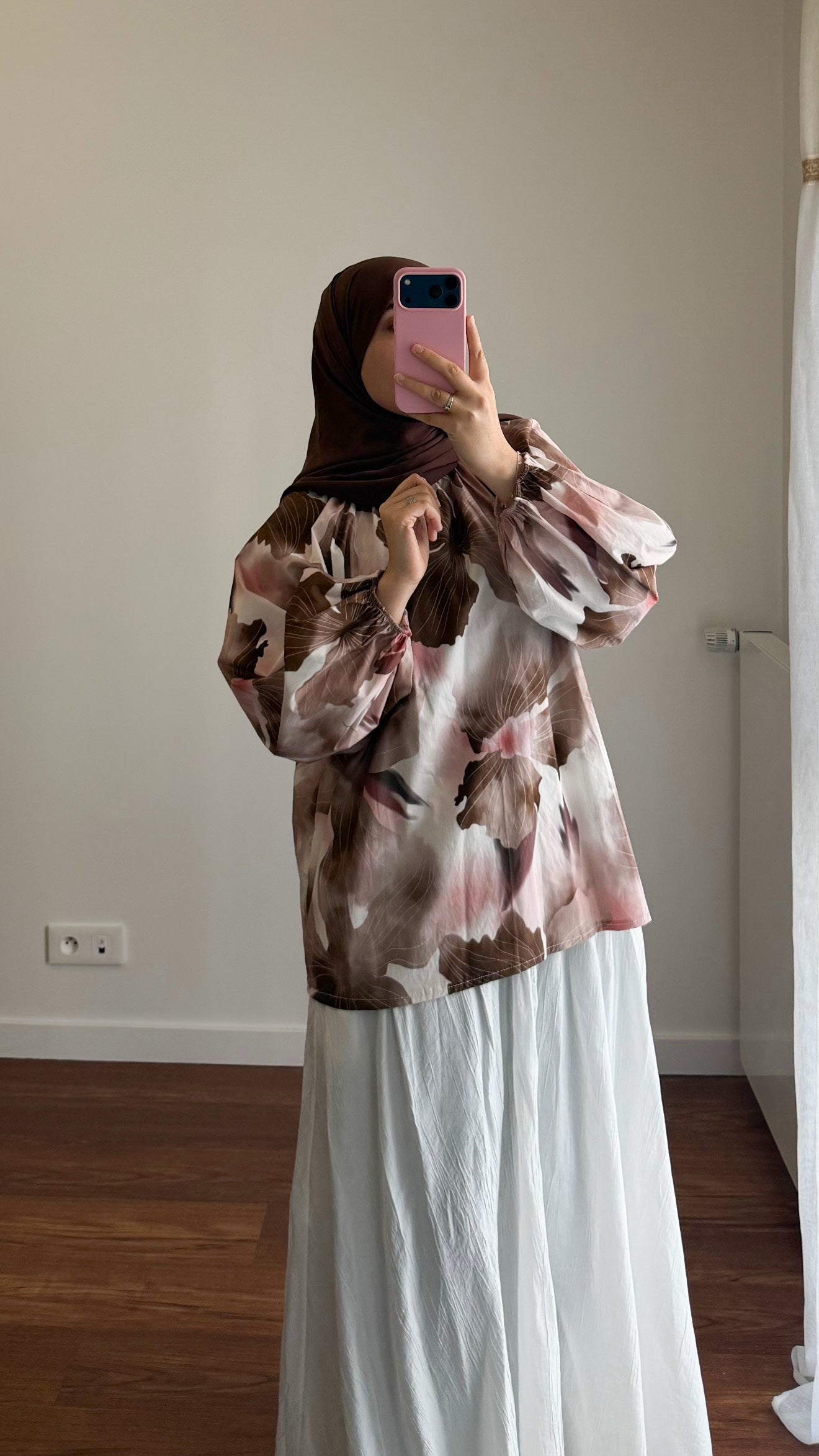 BLOUSE FLEURIE MARRON