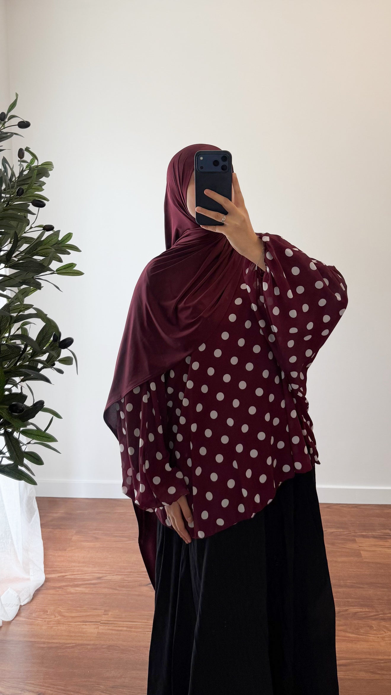 BLOUSE À POIS BORDEAU