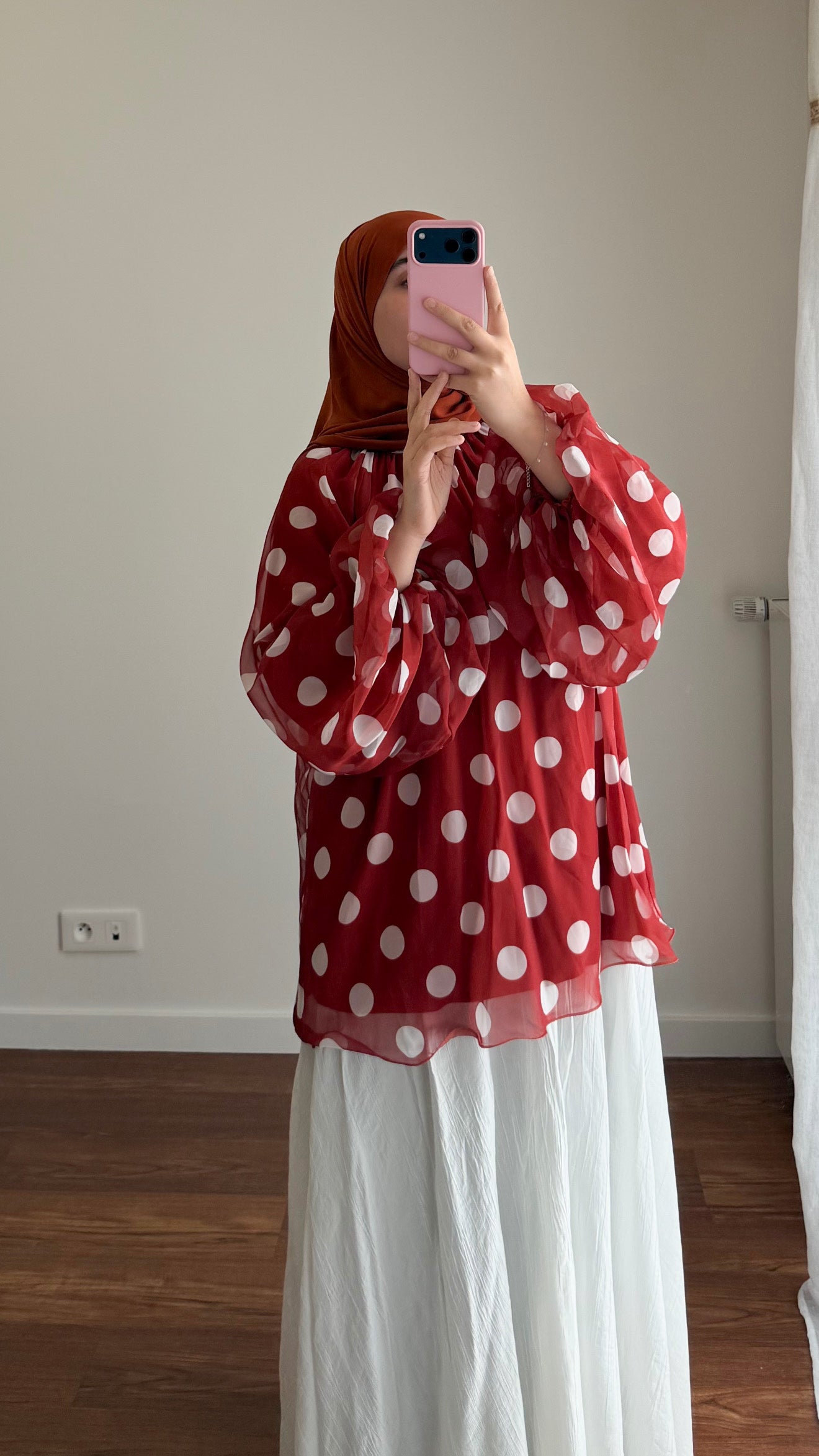 BLOUSE À GROS POIS ROUILLE