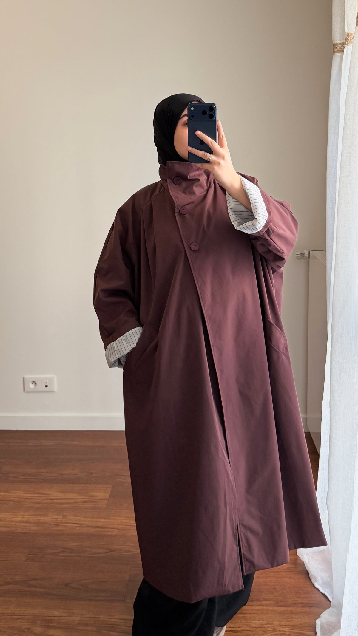 TRENCH LONG OVERSIZE BORDEAU
