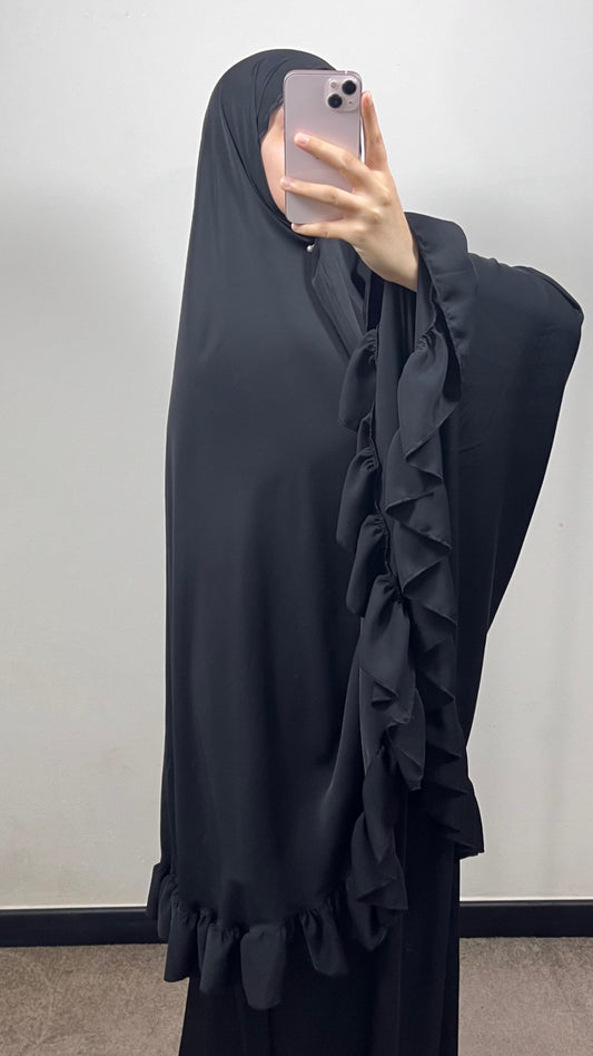 SET DE PRIÈRE FROUFROU EN SOIE DE MEDINE NOIR