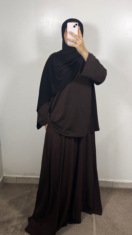 JUPE LONGUE MARRON CHOCOLAT