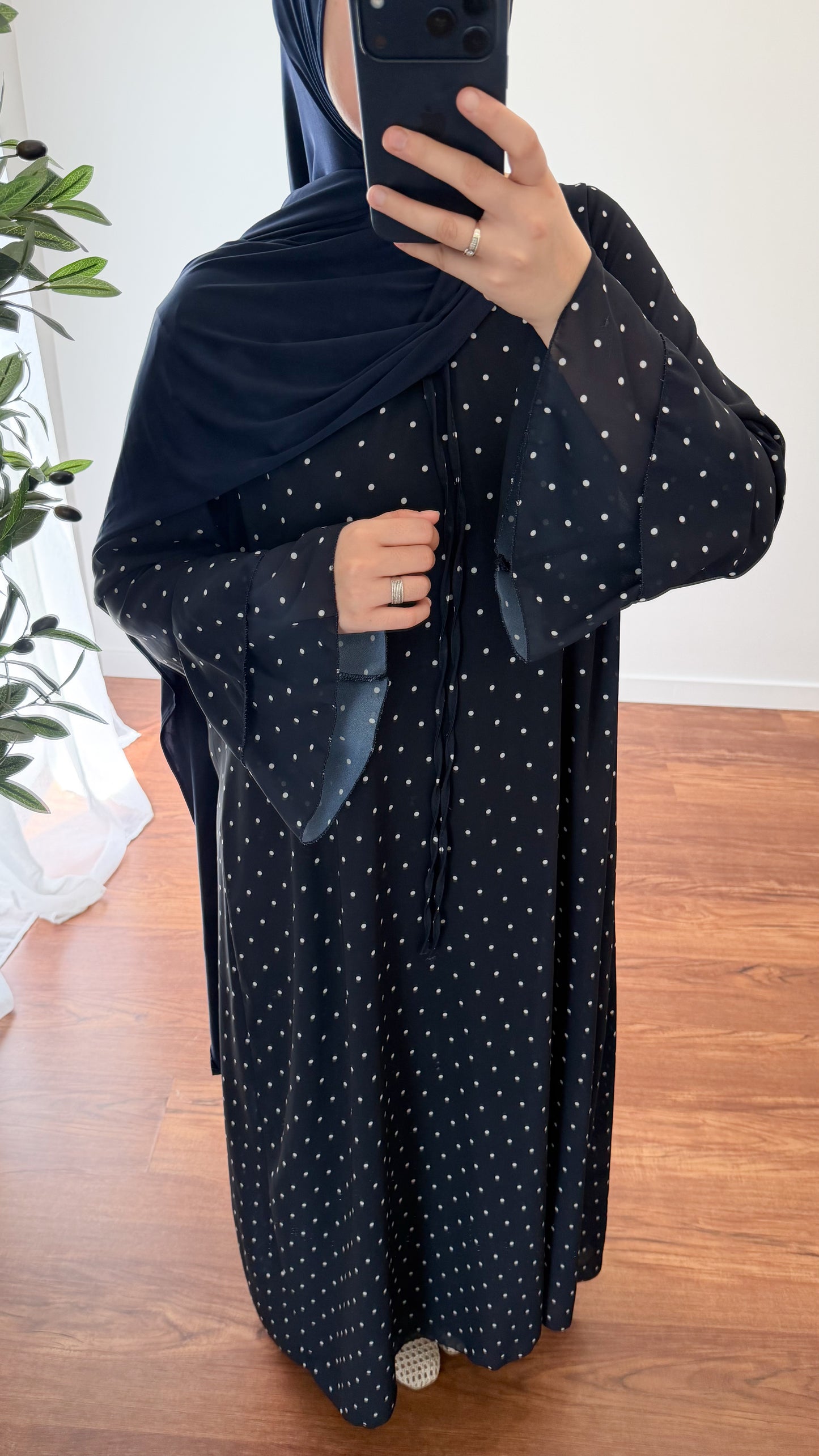 ROBE À PETITS POIS BLEU MARINE