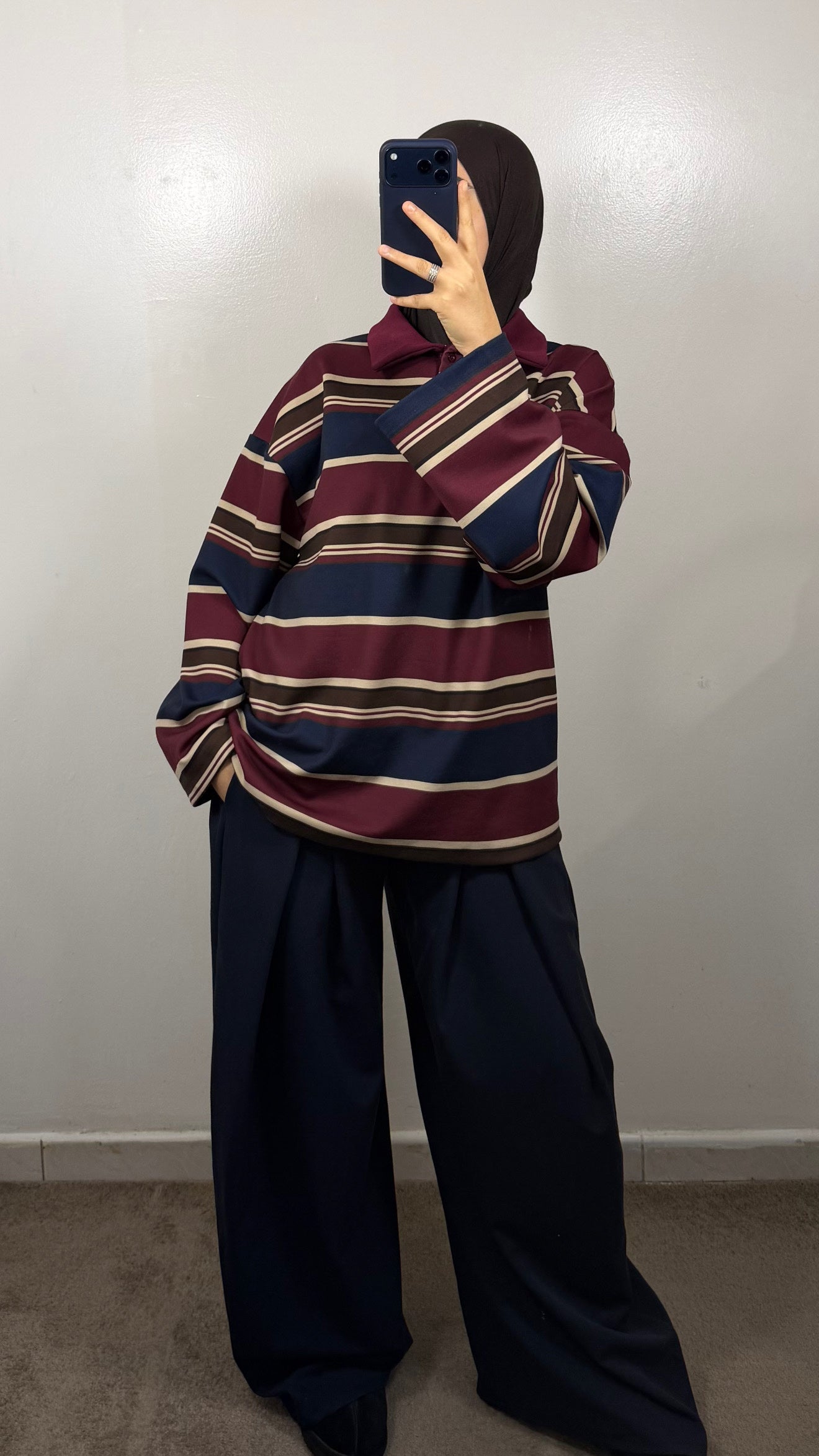 POLO EPAIS BORDEAU/BLEU MARINE/MARRON