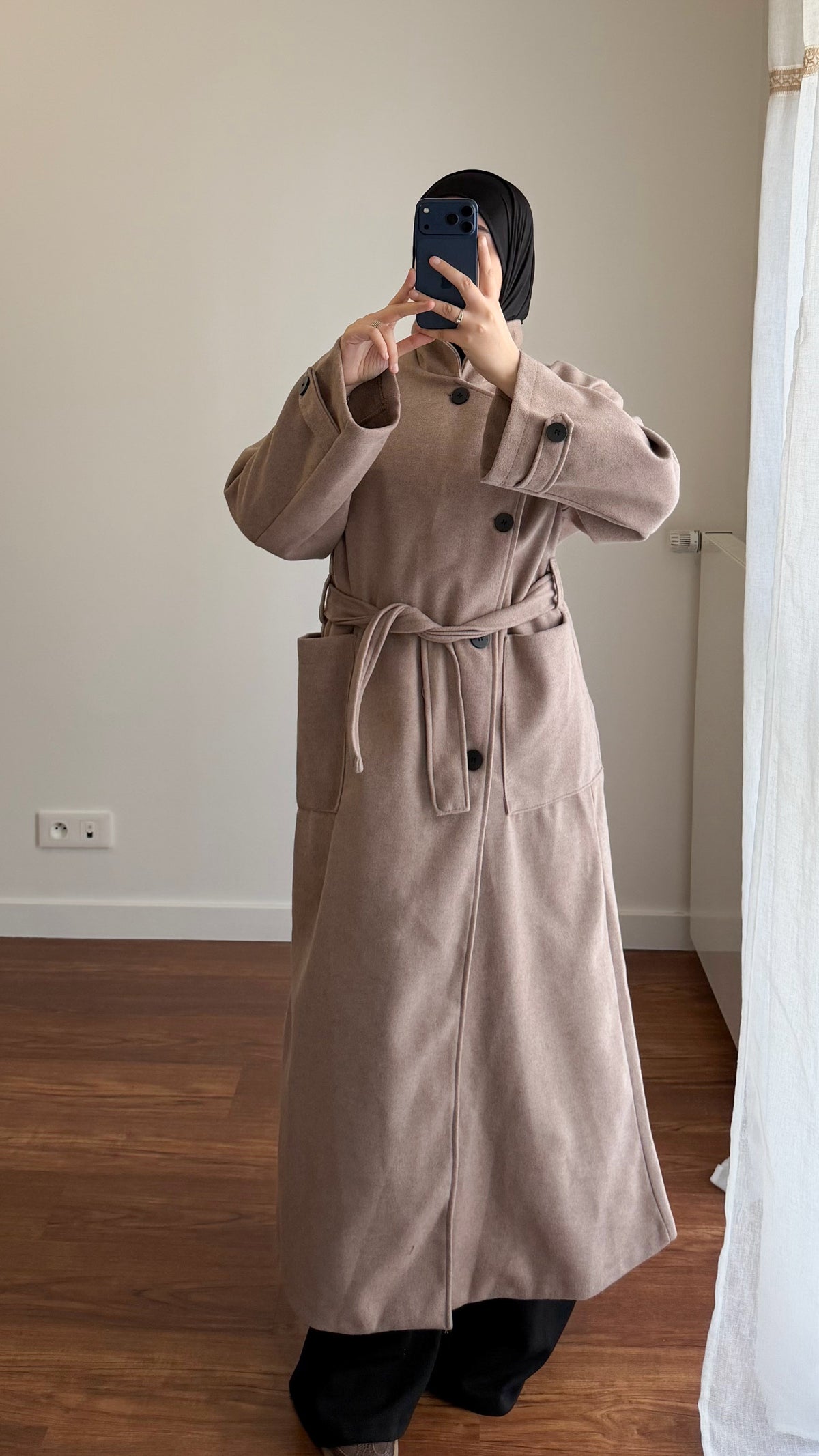 MANTEAU LONG MELINA TAUPE