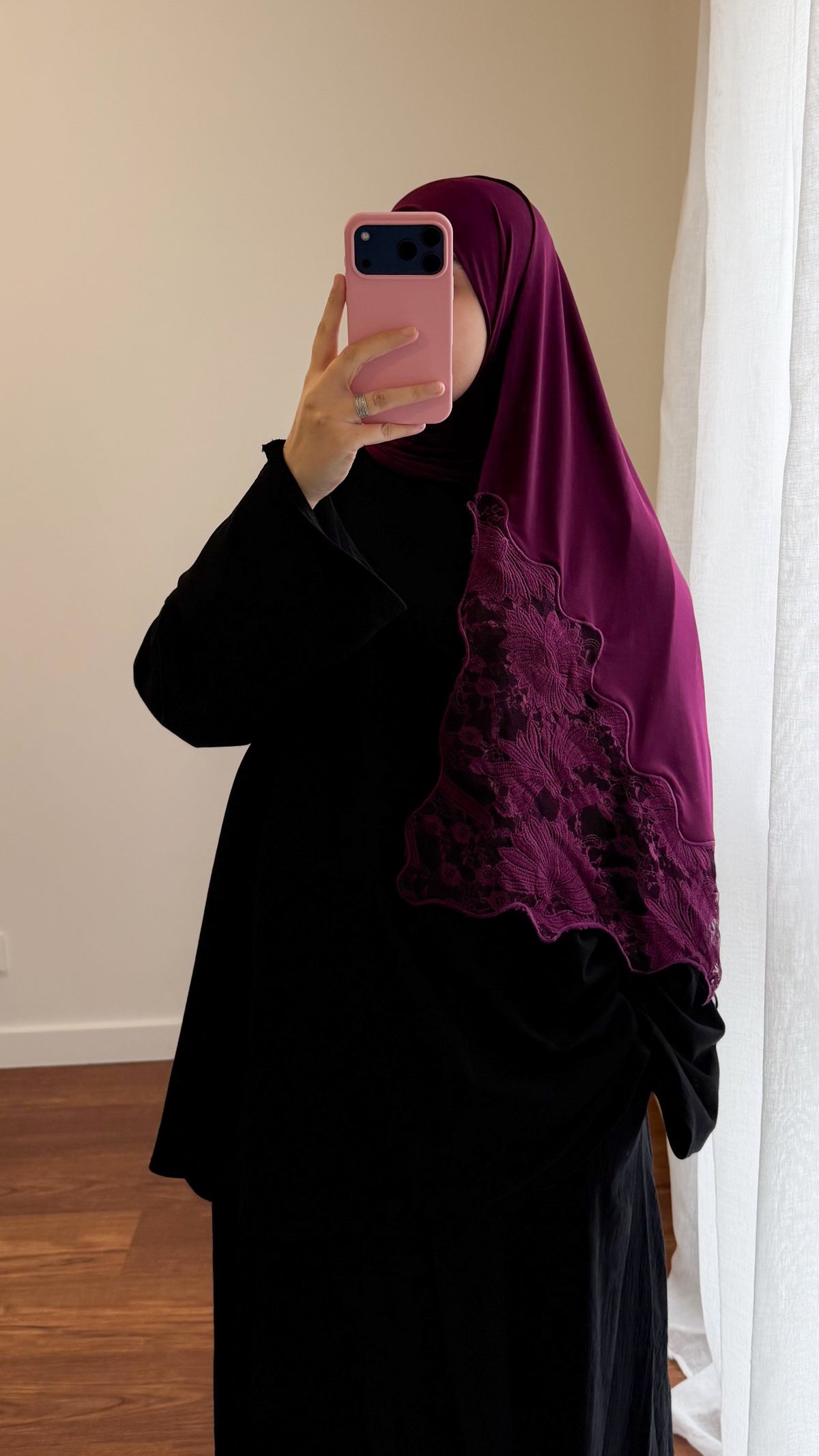 HIJAB JERSEY PREMIUM DENTELLE AUBERGINE