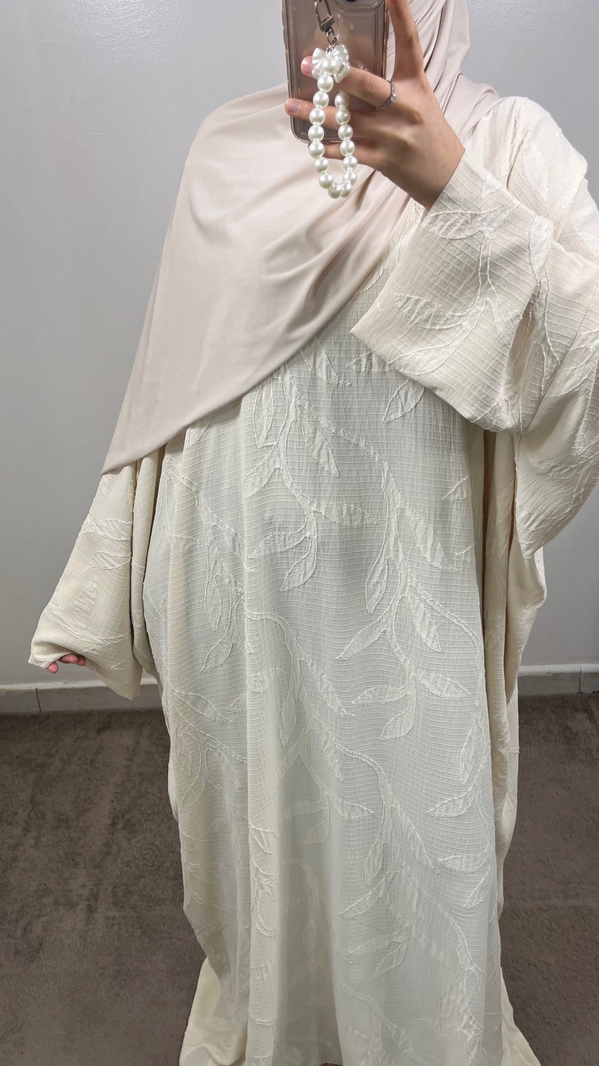 ABAYA BLUMENMUSTER ECRU