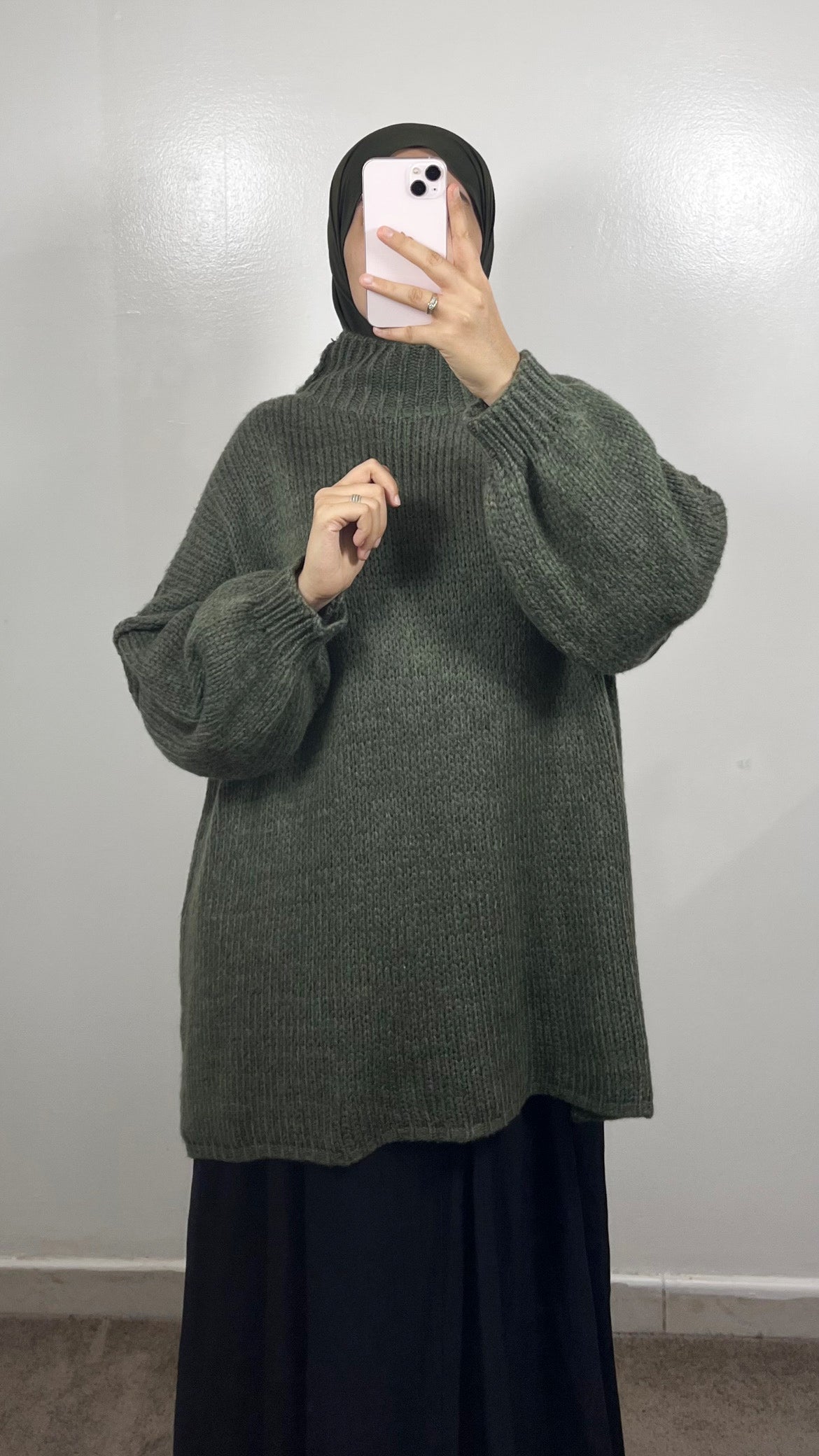 PULL EN LAINE VERT KAKI