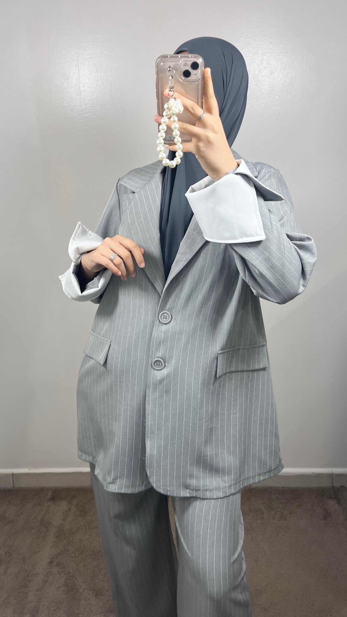 GREY BLAZER STRIPE SET