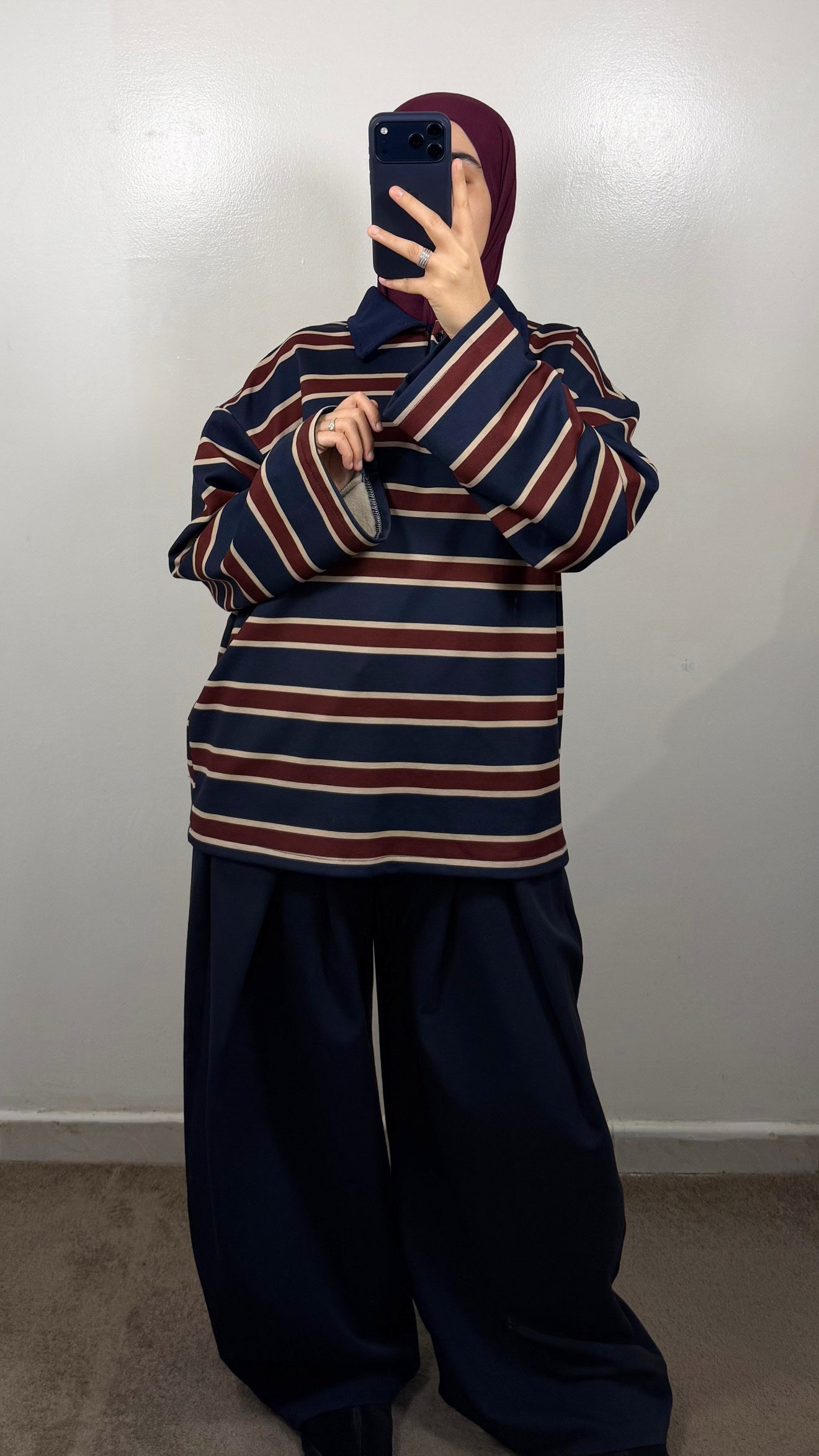 POLO EPAIS BLEU MARINE/BORDEAU