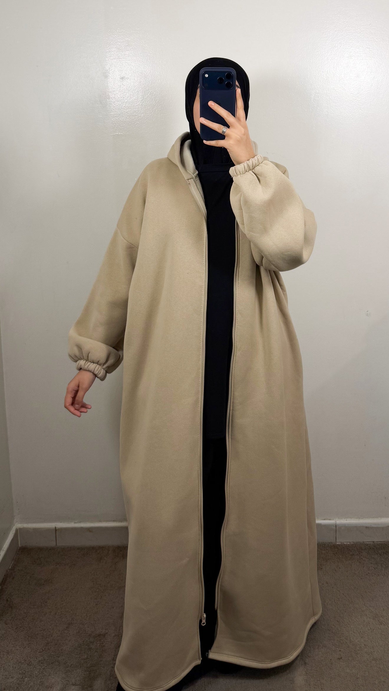 GILET LONG ZIPPÉ BEIGE