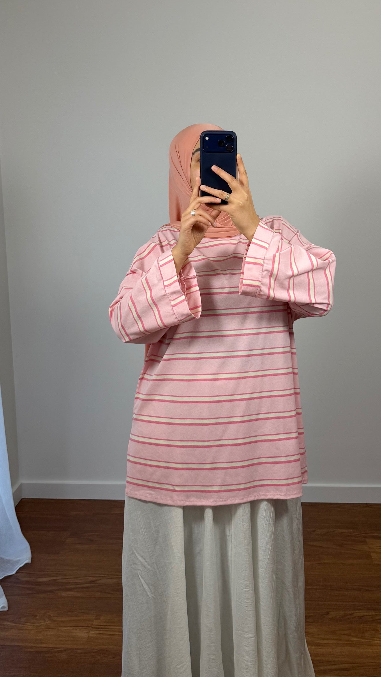 T-SHIRT RAYÉ OVERSIZE ROSE