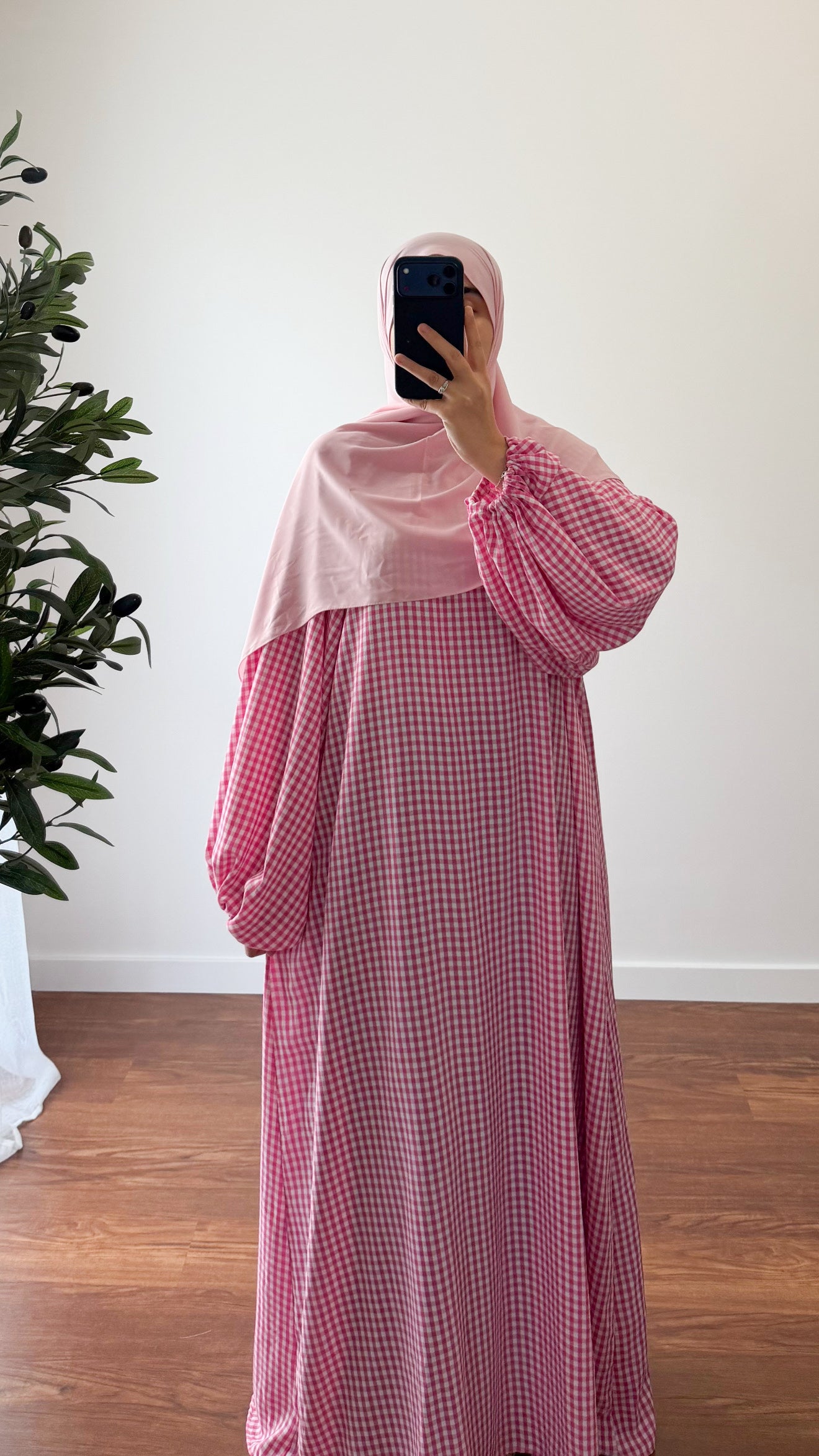 ABAYA VICHY ROSE FUSHIA