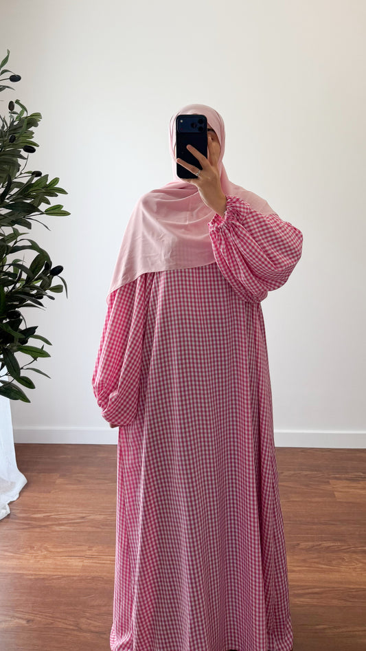 ABAYA VICHY ROSE FUSHIA
