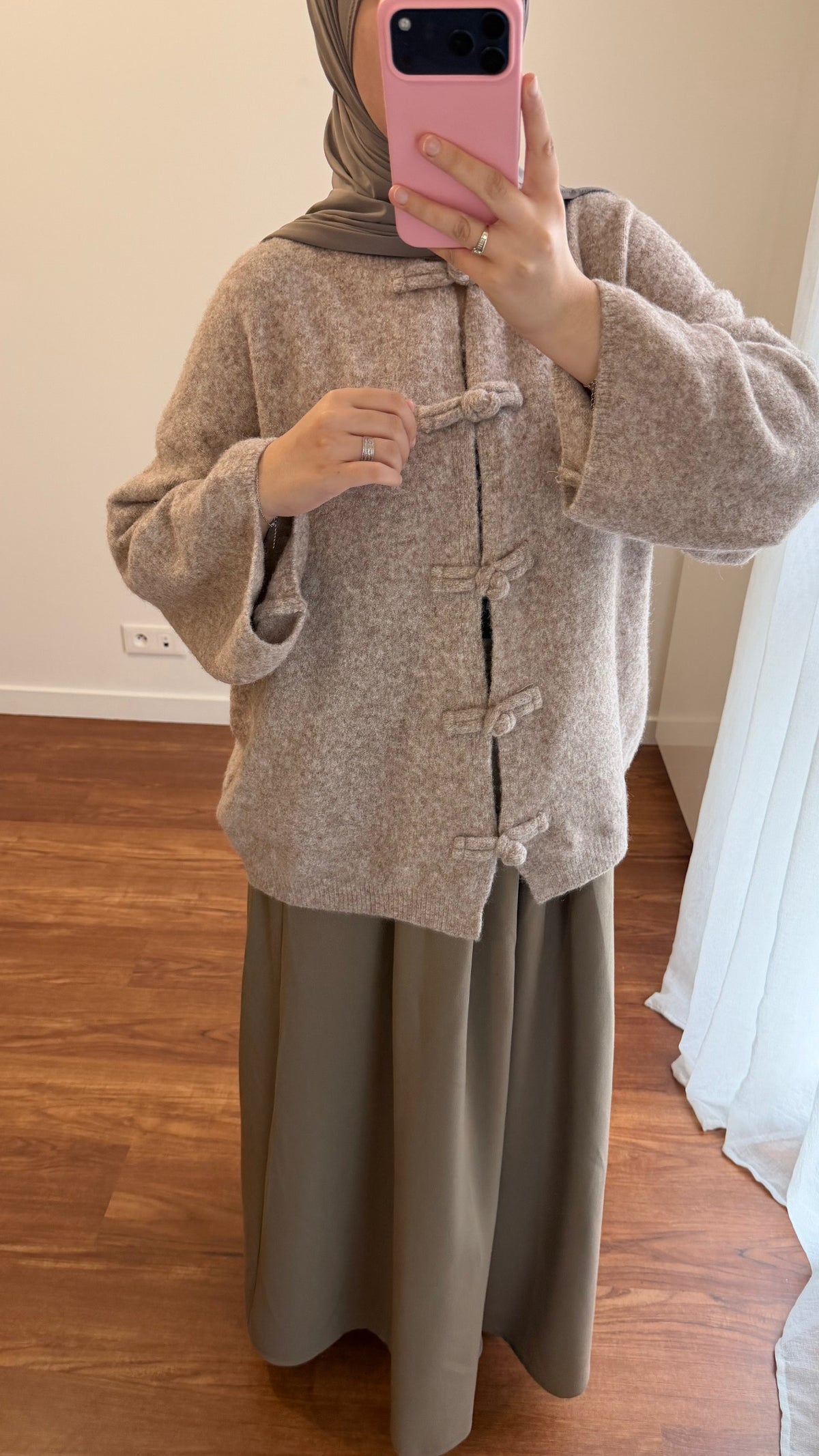 CARDIGAN YUMNA MANCHES LONGUES TAUPE