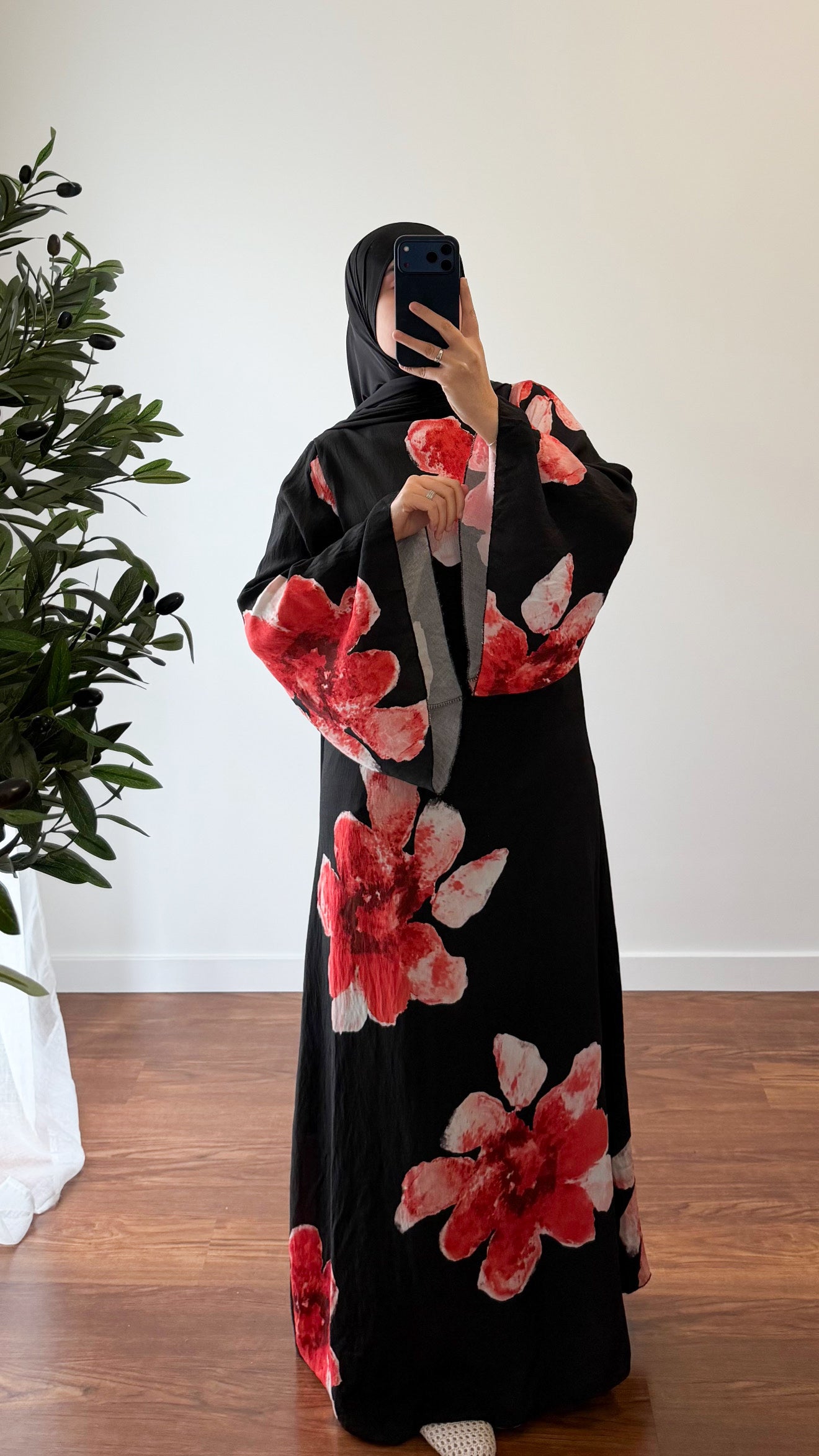 ROBE MOTIF FLEUR ROUGE/NOIR