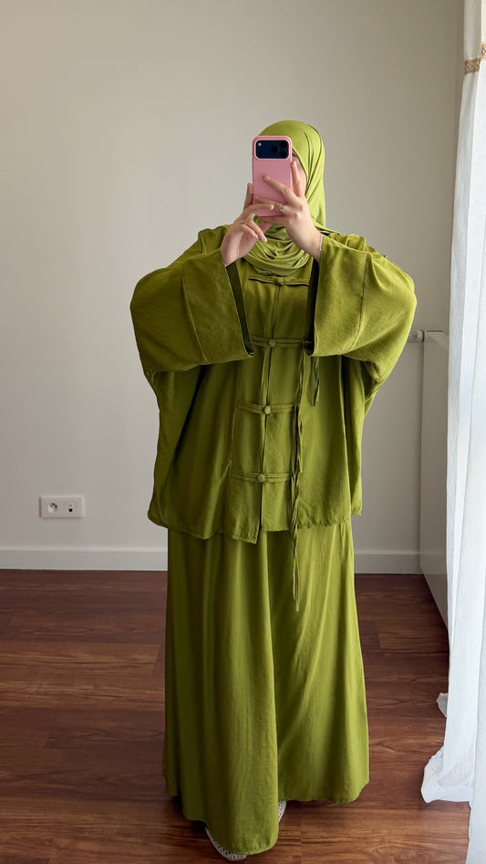 ENSEMBLE JUPE TOKYO VERT OLIVE