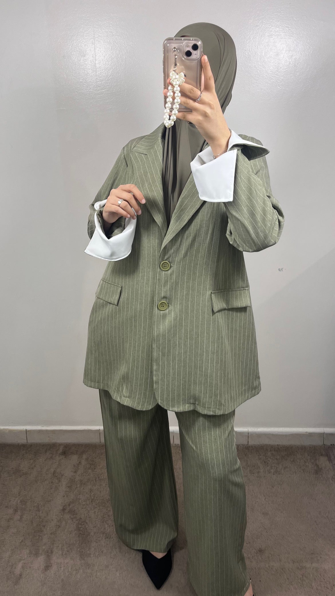 GREEN BLAZER STRIPE SET