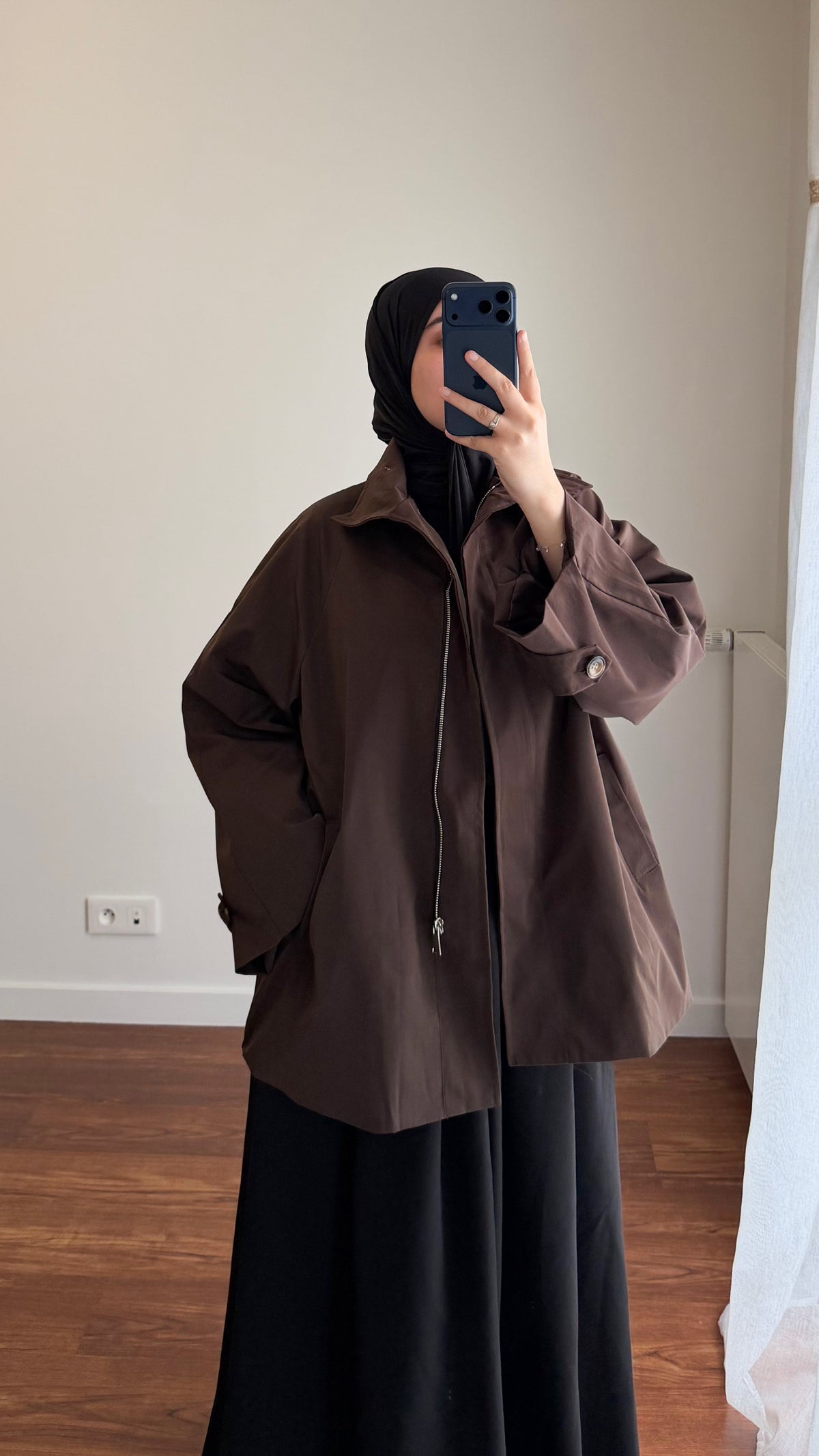 TRENCH MI-LONG OVERSIZE MARRON