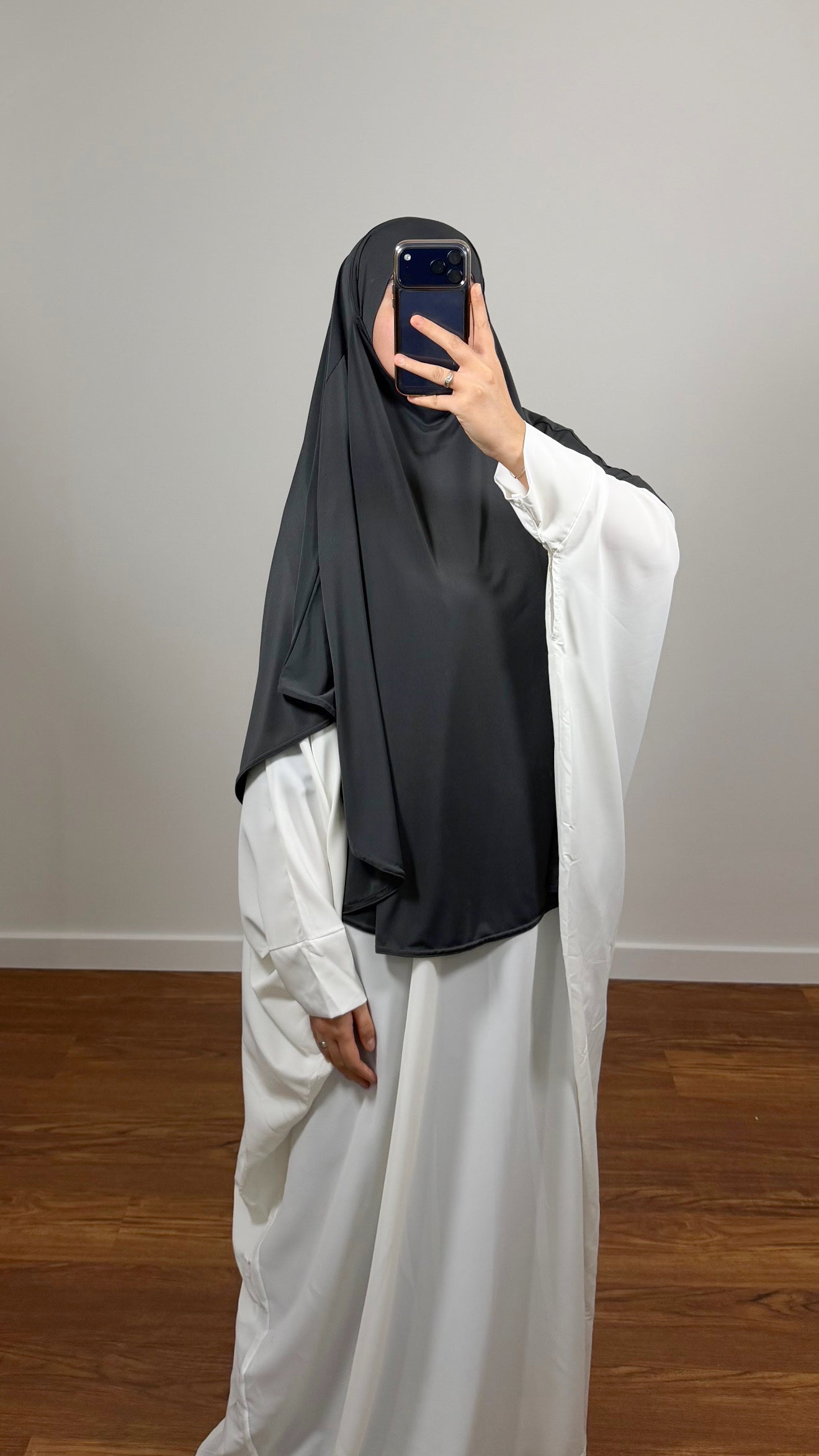 KHIMAR MI-LONG GRIS EN JERSEY PREMIUM
