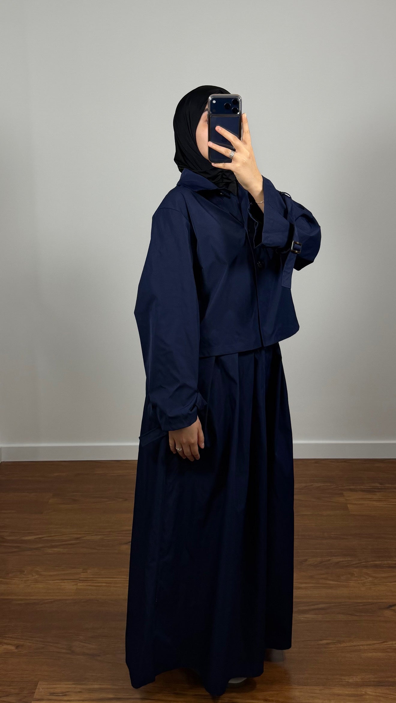 ENSEMBLE TRENCH VESTE +JUPE BLEU MARINE